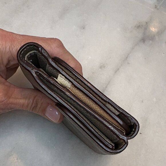 Coach Wallet Leather Cross Grained Gray Compact Bifold Wallet - Picture 8 of 16